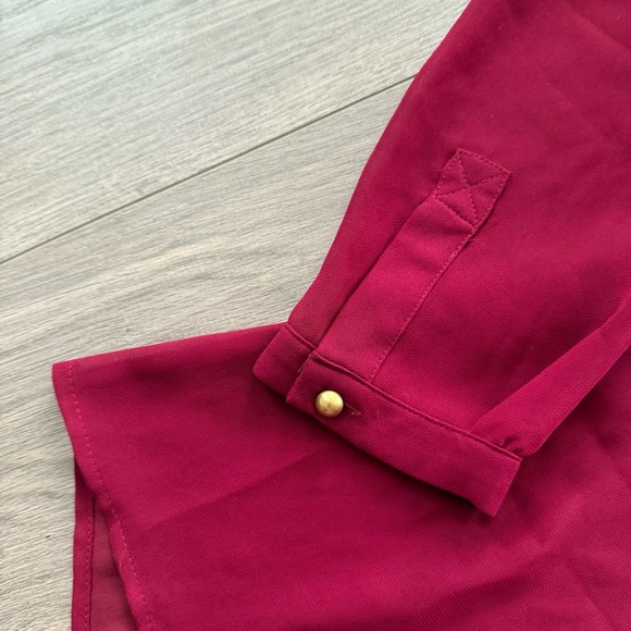 Forever 21 Maroon Sheer Button Down Blouse - Picture 2 of 4